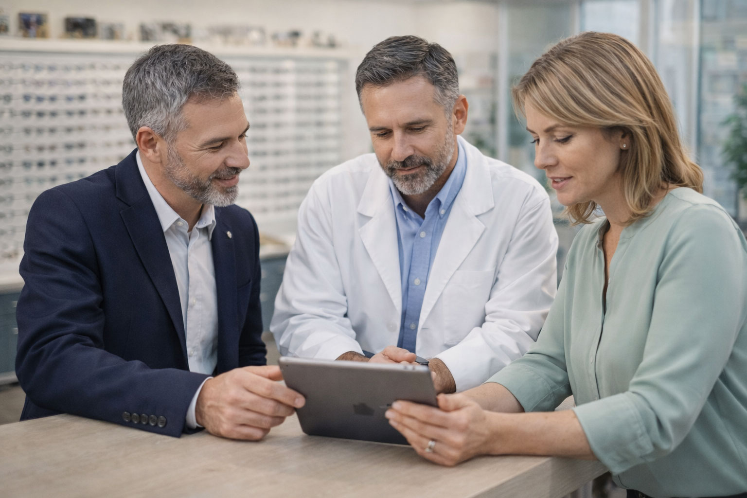 Optical rep introducing consultant to practice owner