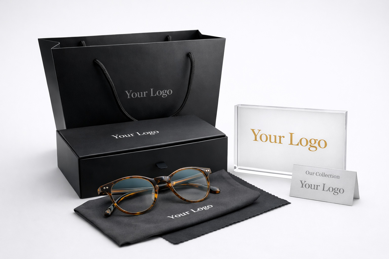 Private label eyewear branding and packaging ecosystem