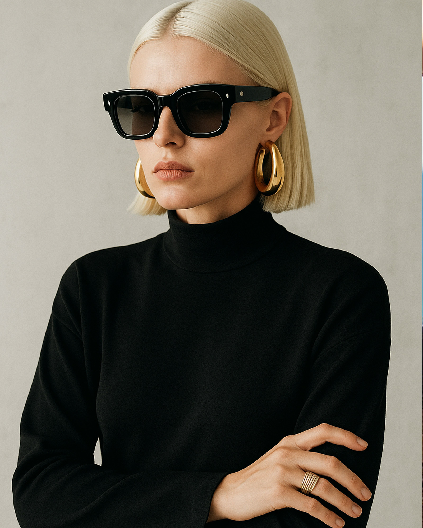 Female model wearing sunglasses