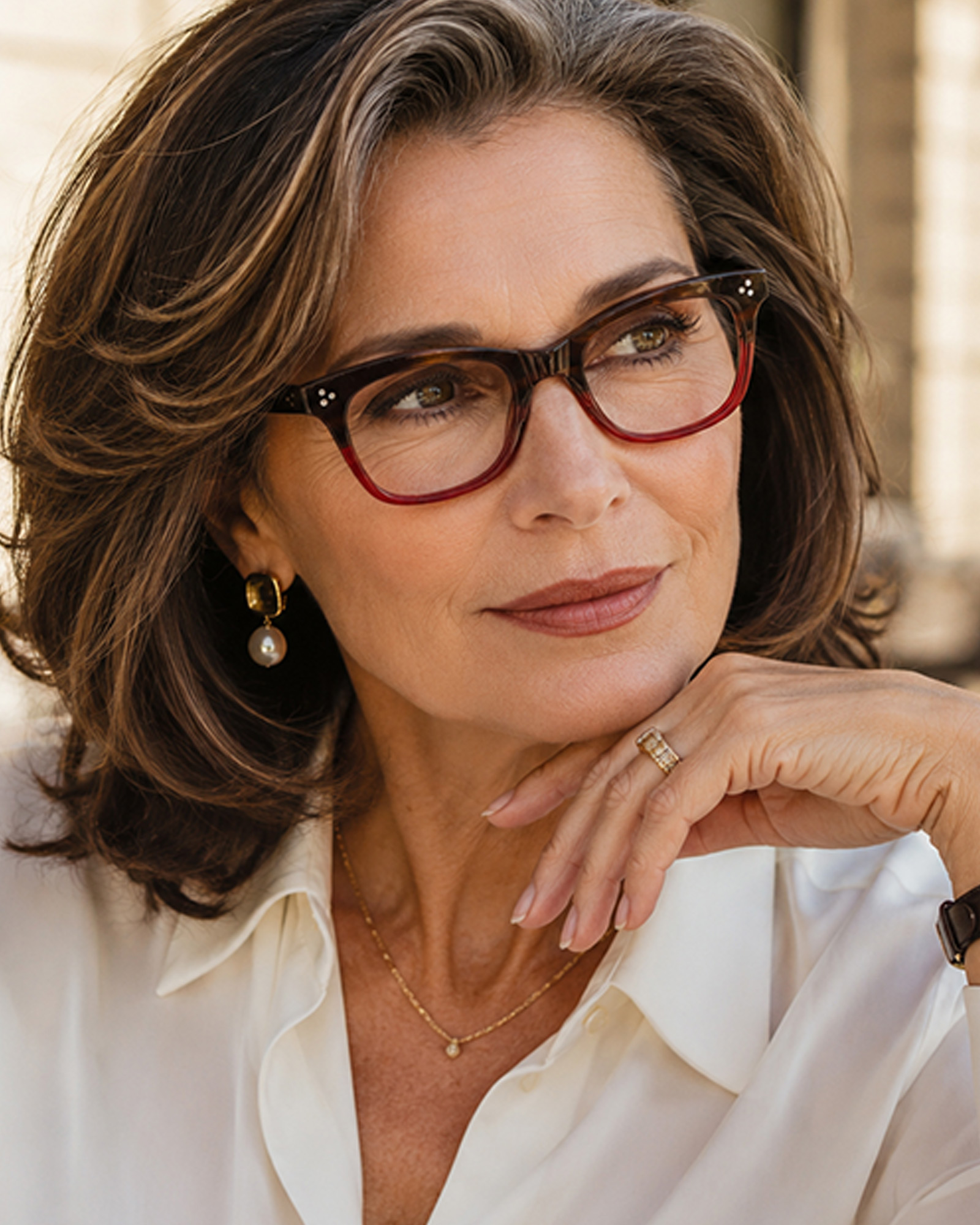 Stylish female wearing optical frame